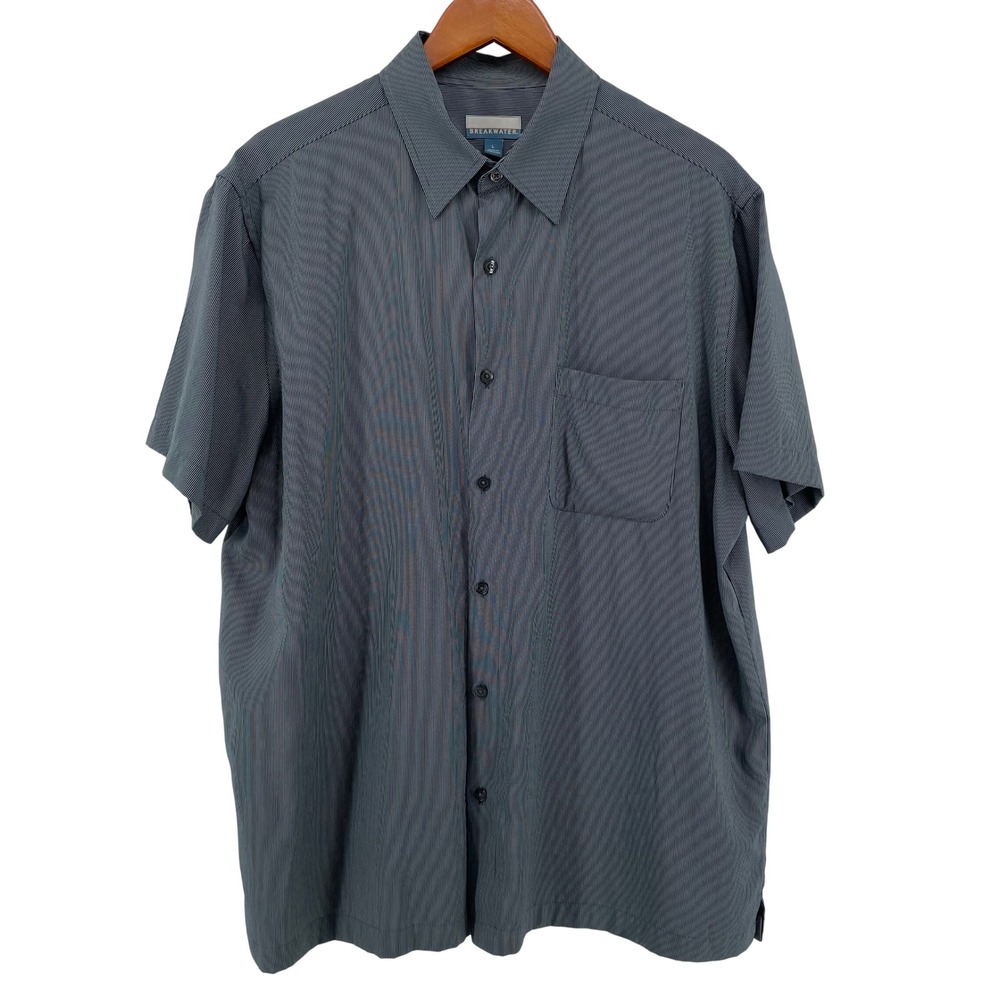 Breakwater Polo Shirt Mens Large Charcoal Black‎ Short Sleeve Structured Collar